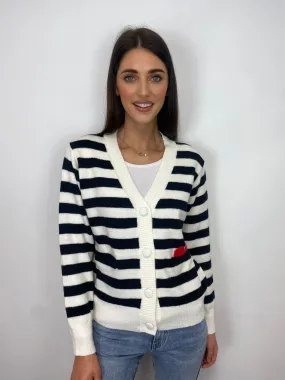 Hailey Striped Cardigan (Black/White)