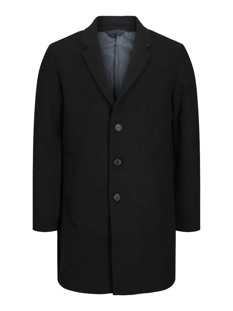 Harrison Black Wool Crombie Coat
