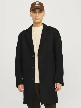 Harrison Black Wool Crombie Coat
