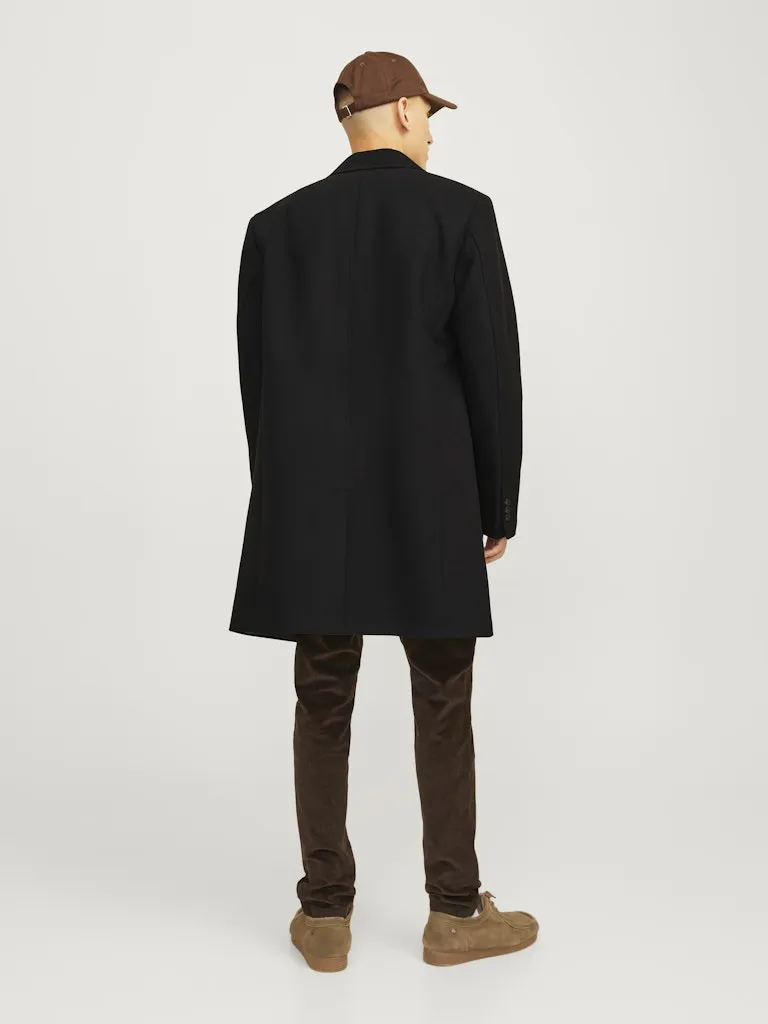 Harrison Black Wool Crombie Coat