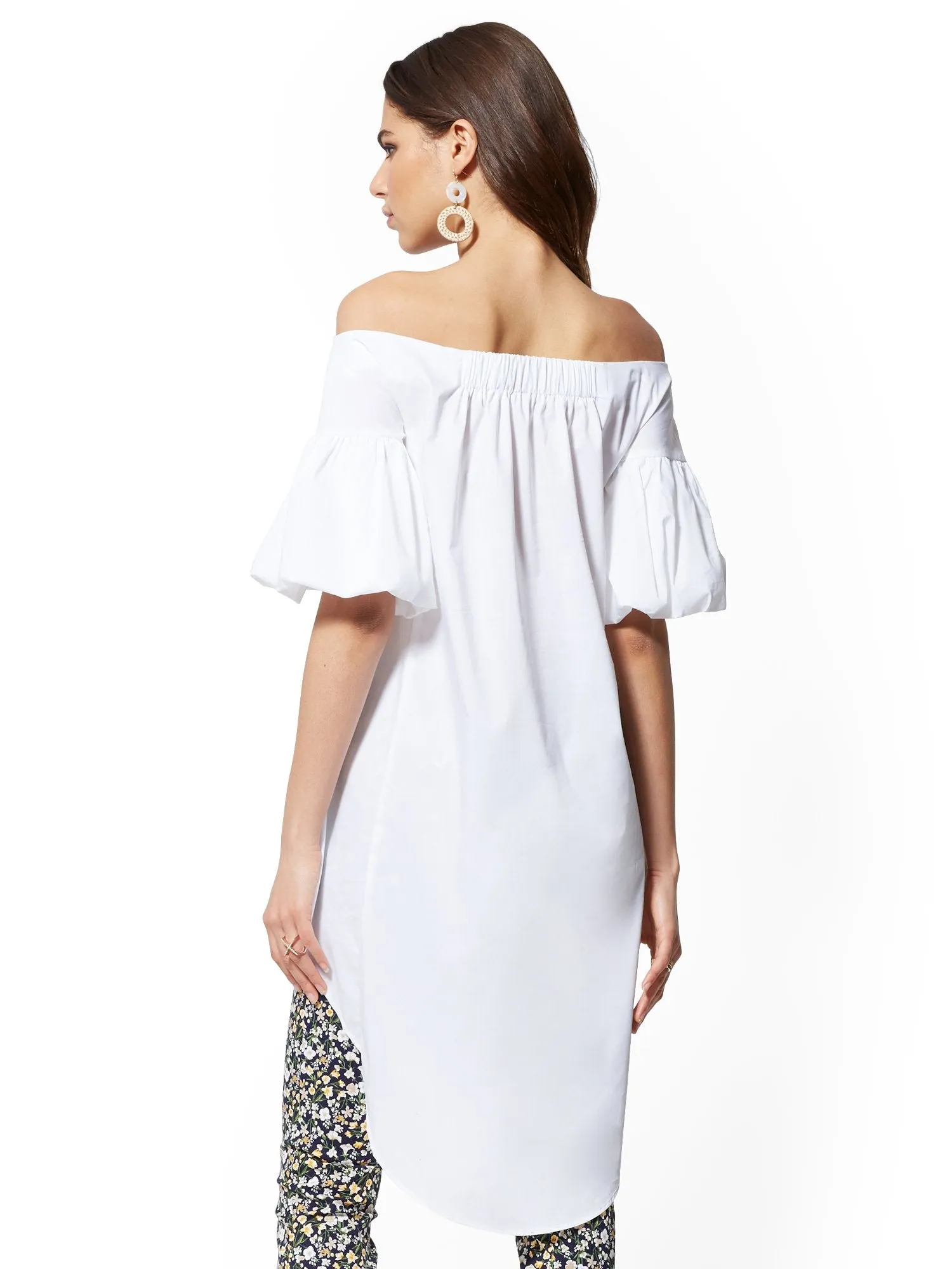 Hi-Lo Poplin Tunic Shirt
