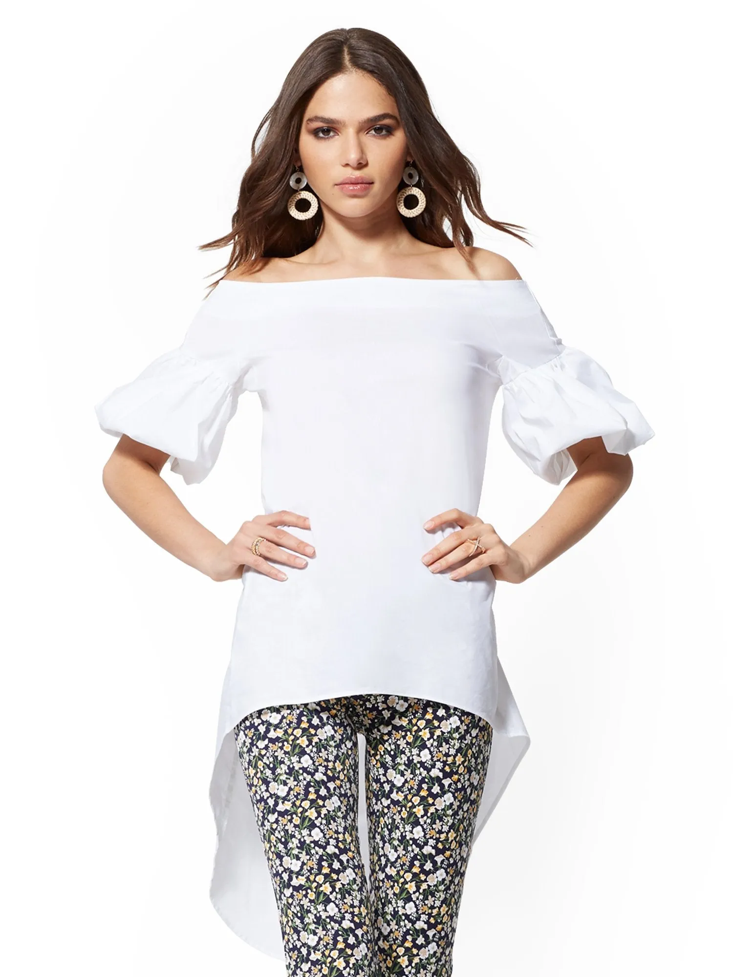 Hi-Lo Poplin Tunic Shirt