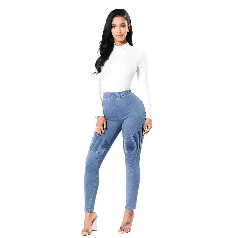 High Waist Bodycon Skinny Ankle Length Denim Pants