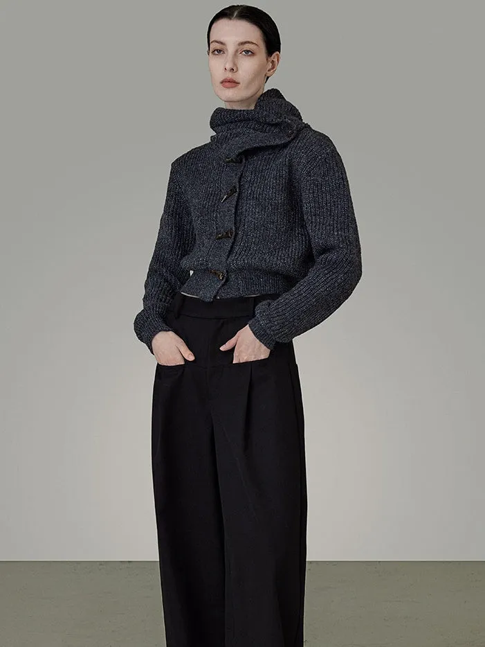 High Waist Front Pocket Drape Pants