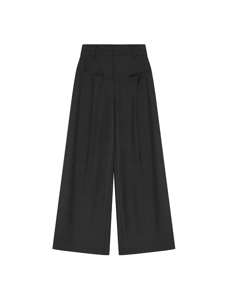 High Waist Front Pocket Drape Pants