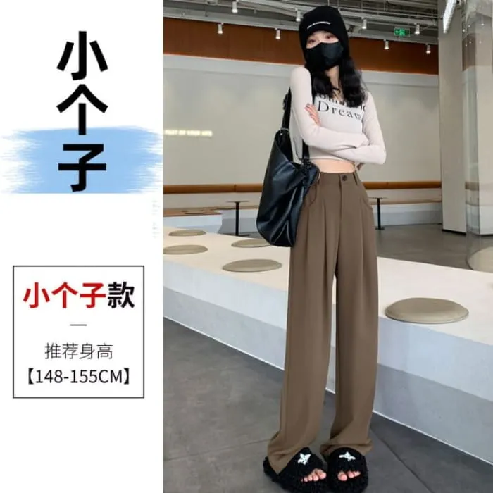 High-Waist Plain Straight Leg Dress Pants