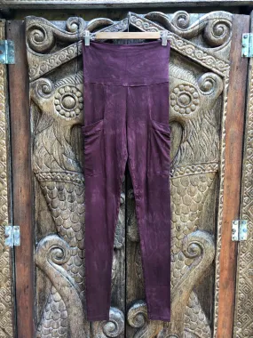 High Waist Pocket Yoga Tights - Dark Plum