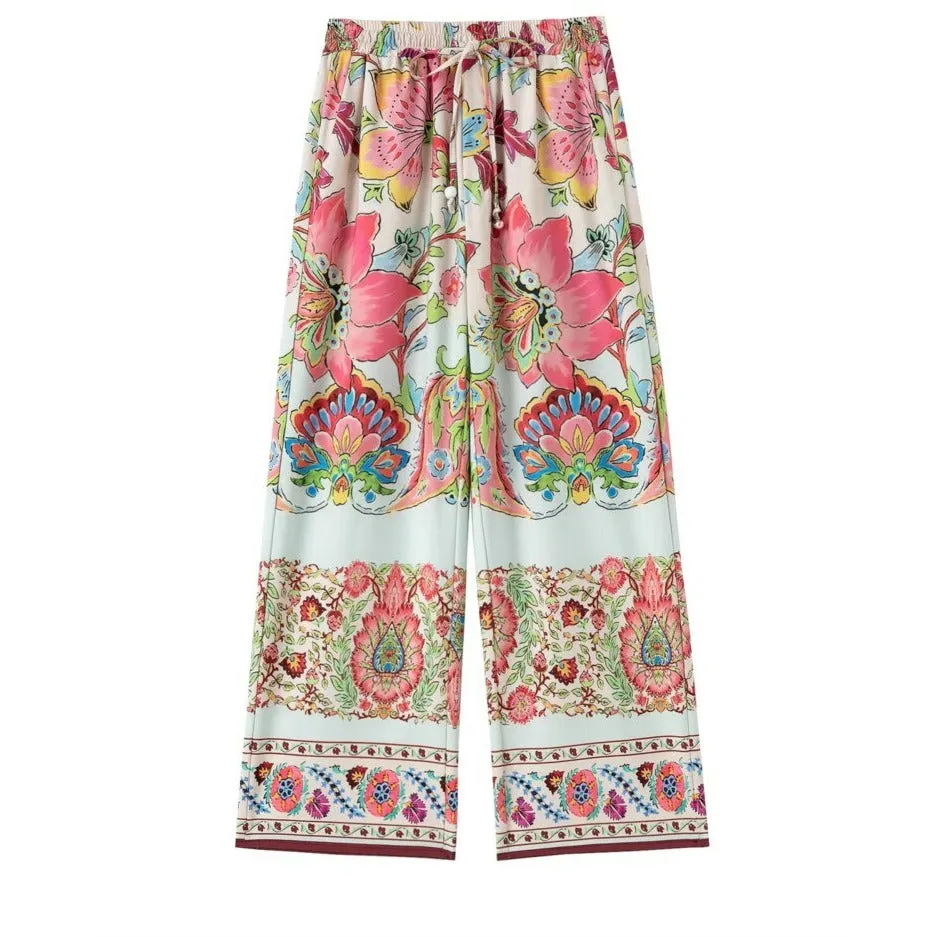 High Waist Side Pockets Straight Pants