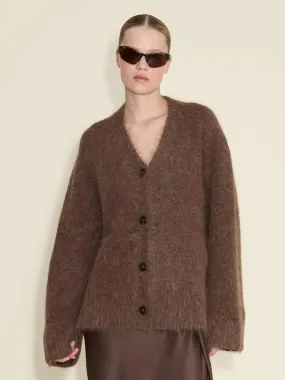 HOLZWEILER FURE FLUFFY CARDIGAN DK.BROWN