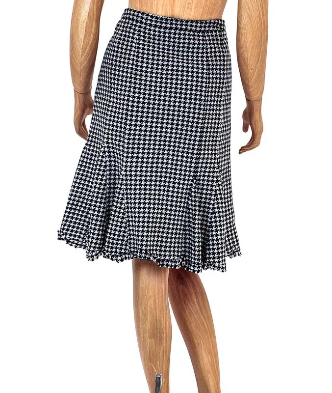 Houndstooth Trumpet Flare Skirt
