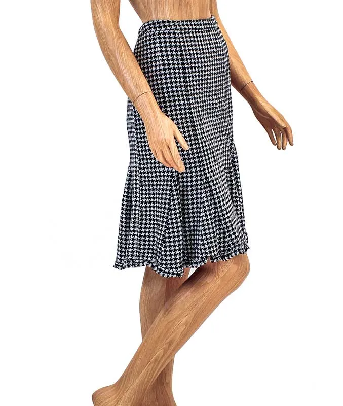 Houndstooth Trumpet Flare Skirt