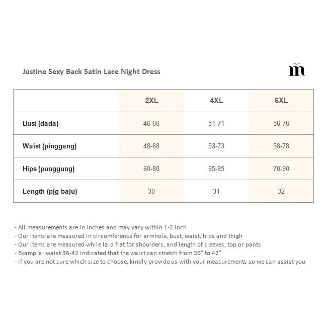 Justine Sexy Back Satin Lace Night Dress - Red