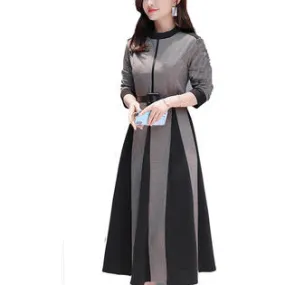 Ketty More Women High Neck Long Skirt Flare Dress-KMWDC6092
