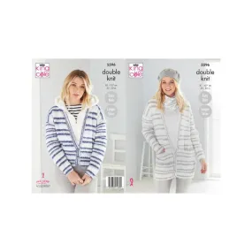 King Cole Easy Knit Ladies Cardigan & Cowl DK Knitting Pattern 5596