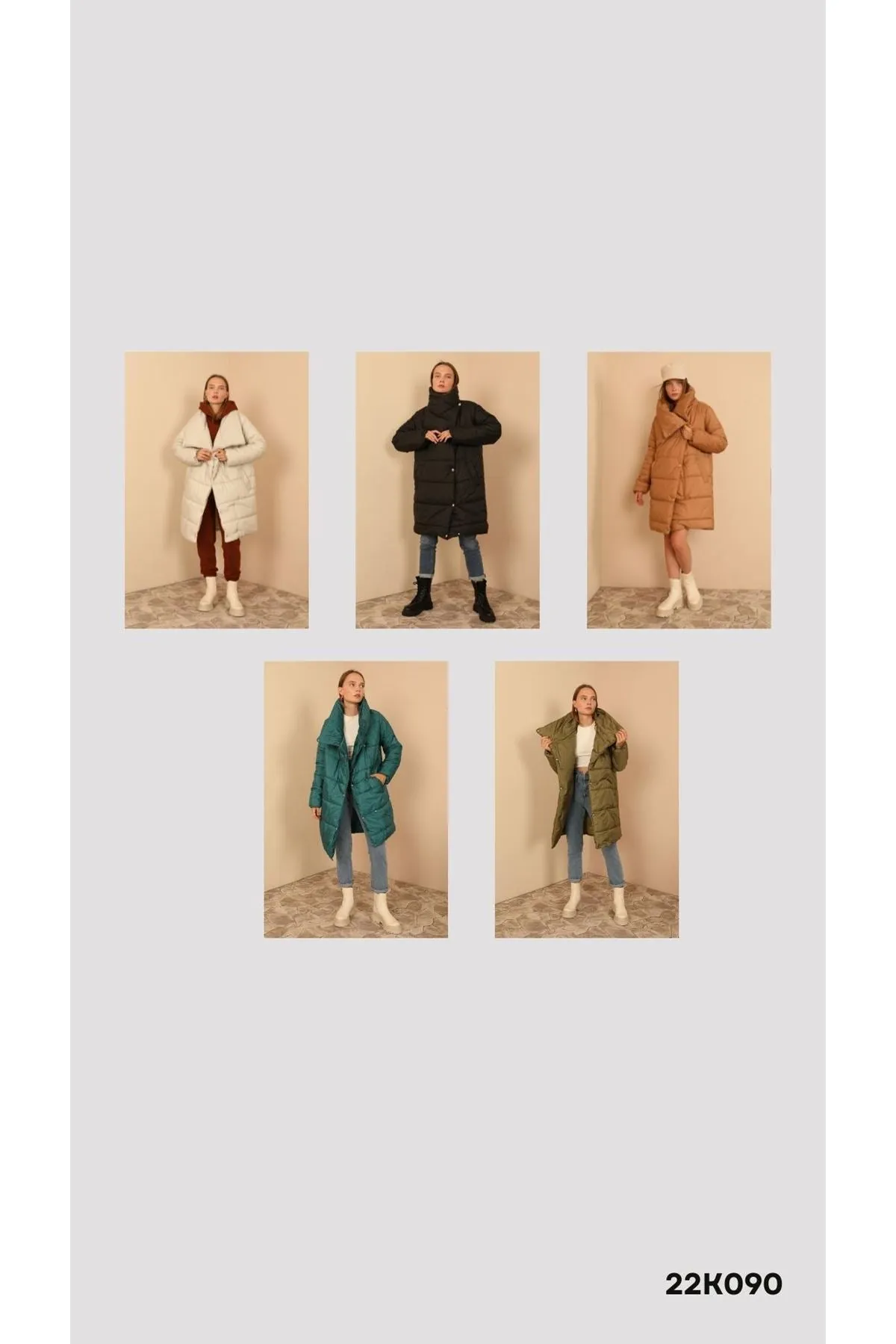 KKT Quilted Fabric Long Sleeve Shawl Collar Long Wide Fastened Women Coat-Powder - Innisfil