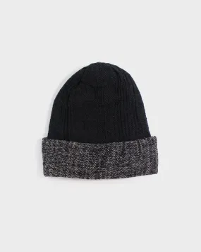 Kobo Oriza Knit Cap, Cotton Multi Functional, Two Tone Black