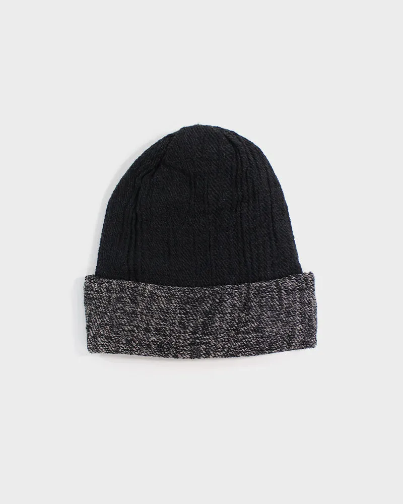 Kobo Oriza Knit Cap, Cotton Multi Functional, Two Tone Black