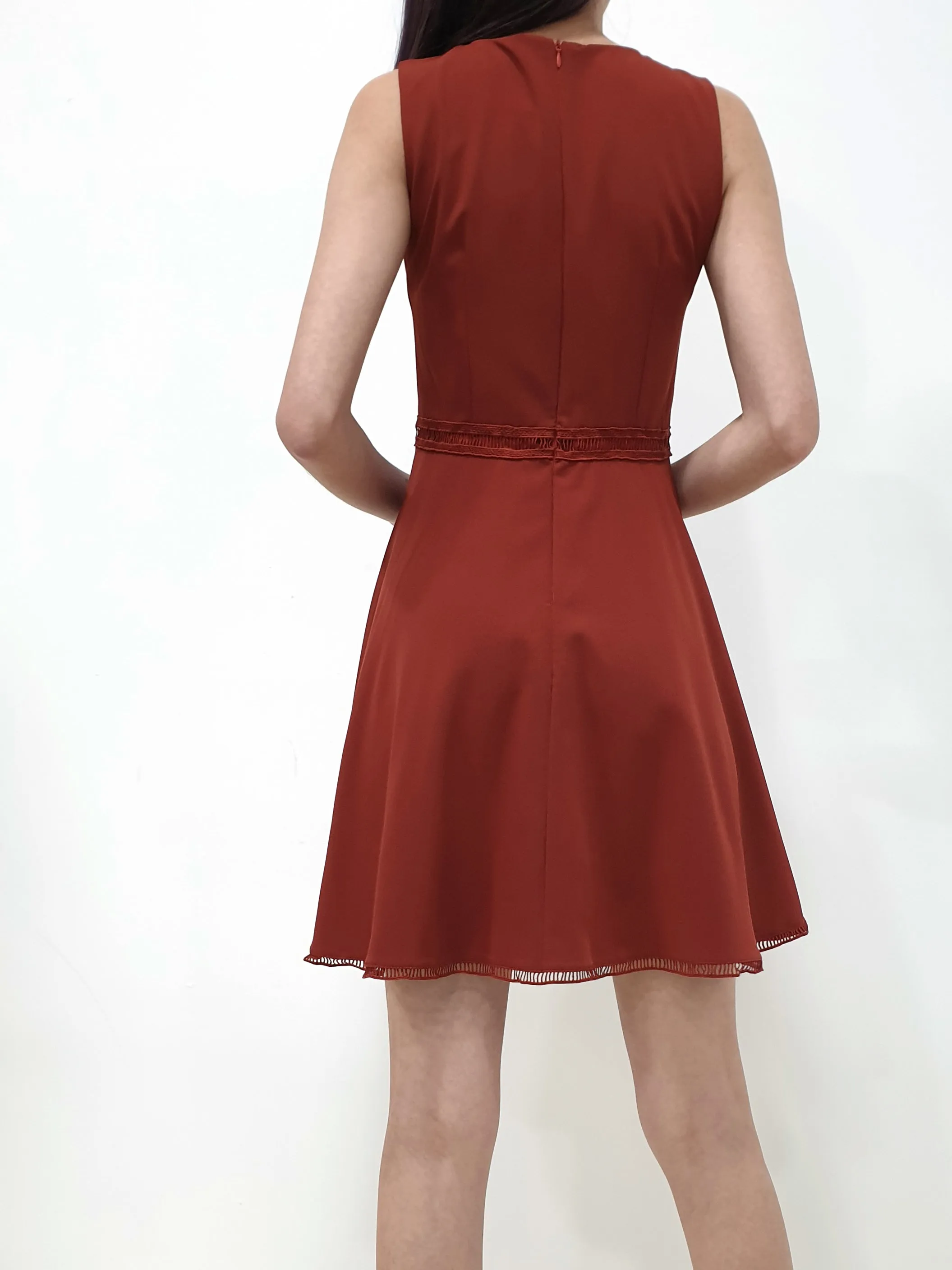 Ladder Lace Dress - Brick (Non-returnable)