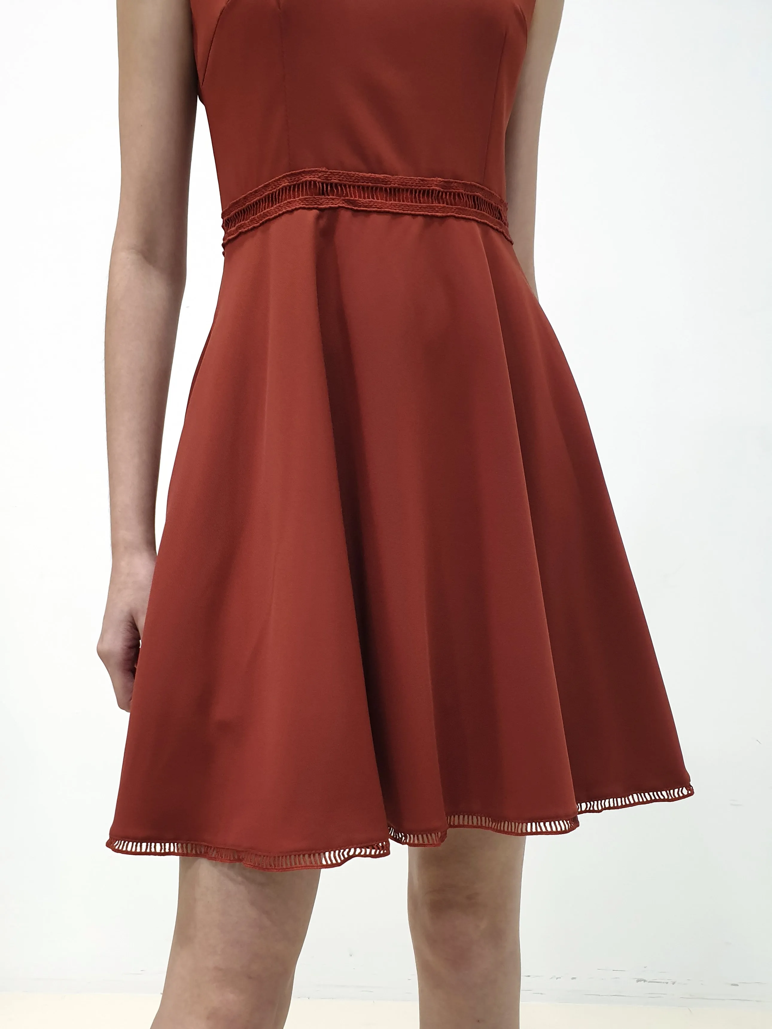 Ladder Lace Dress - Brick (Non-returnable)