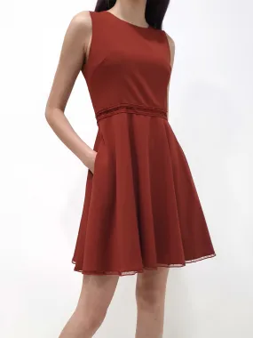 Ladder Lace Dress - Brick (Non-returnable)