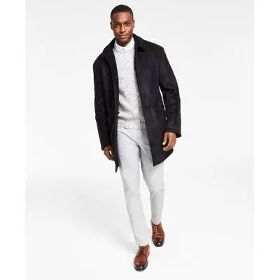 Lauren Ralph Lauren Mens Classic Fit Faux Shearling Overcoat Jacket Black 36R
