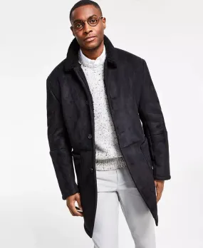Lauren Ralph Lauren Mens Classic Fit Faux Shearling Overcoat Jacket Black 36R