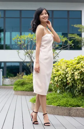 Lena Low Back PencilNude Beige Classic Pencil Dress