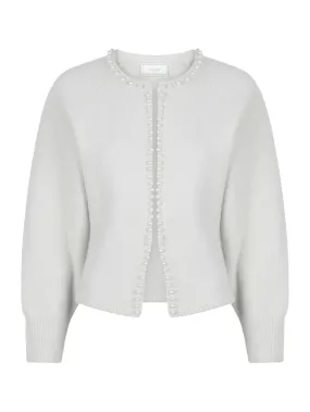 Lilly Pearl Knit Cardigan - Light Grey Melange