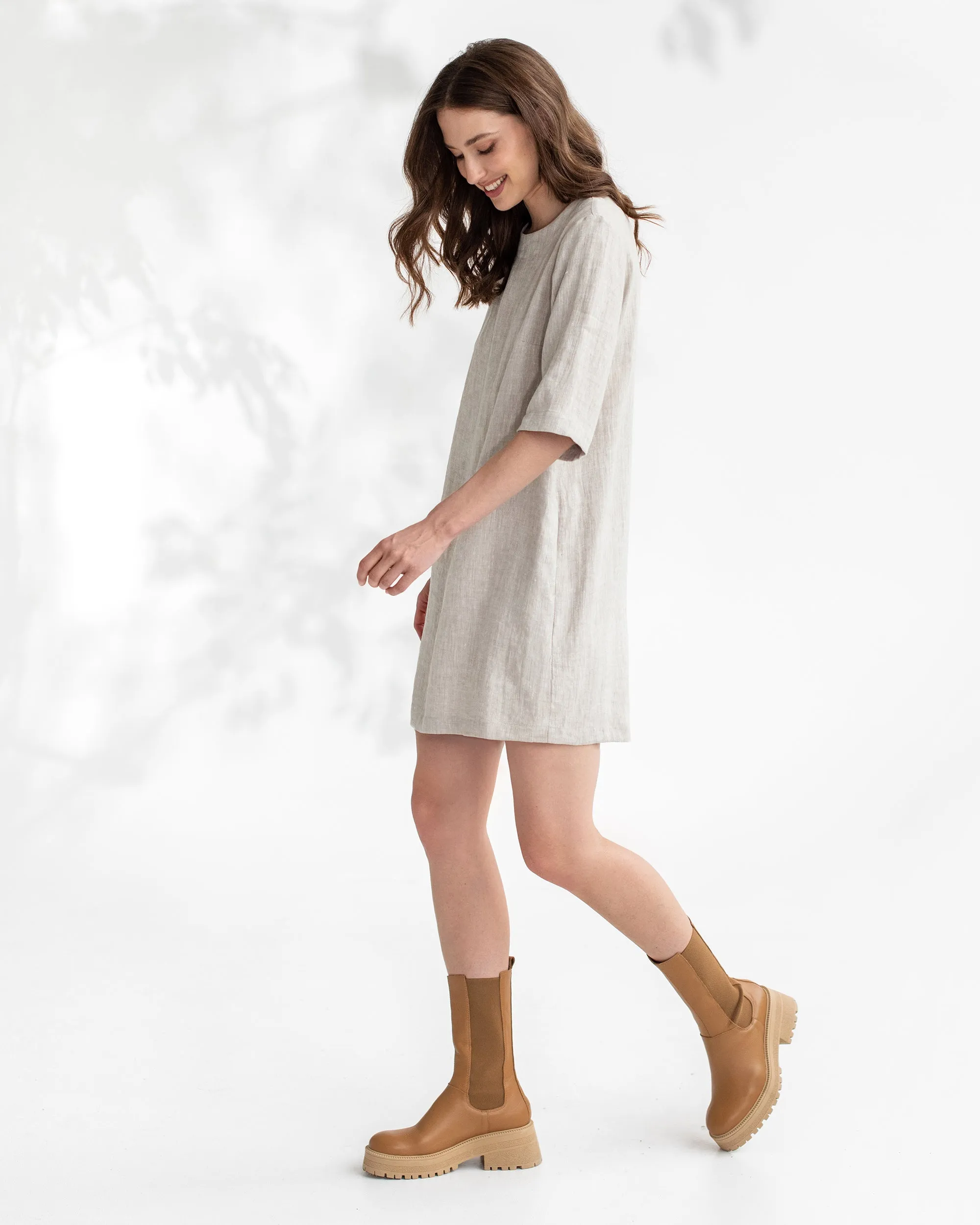 Linen tunic dress LASTRES in Natural melange