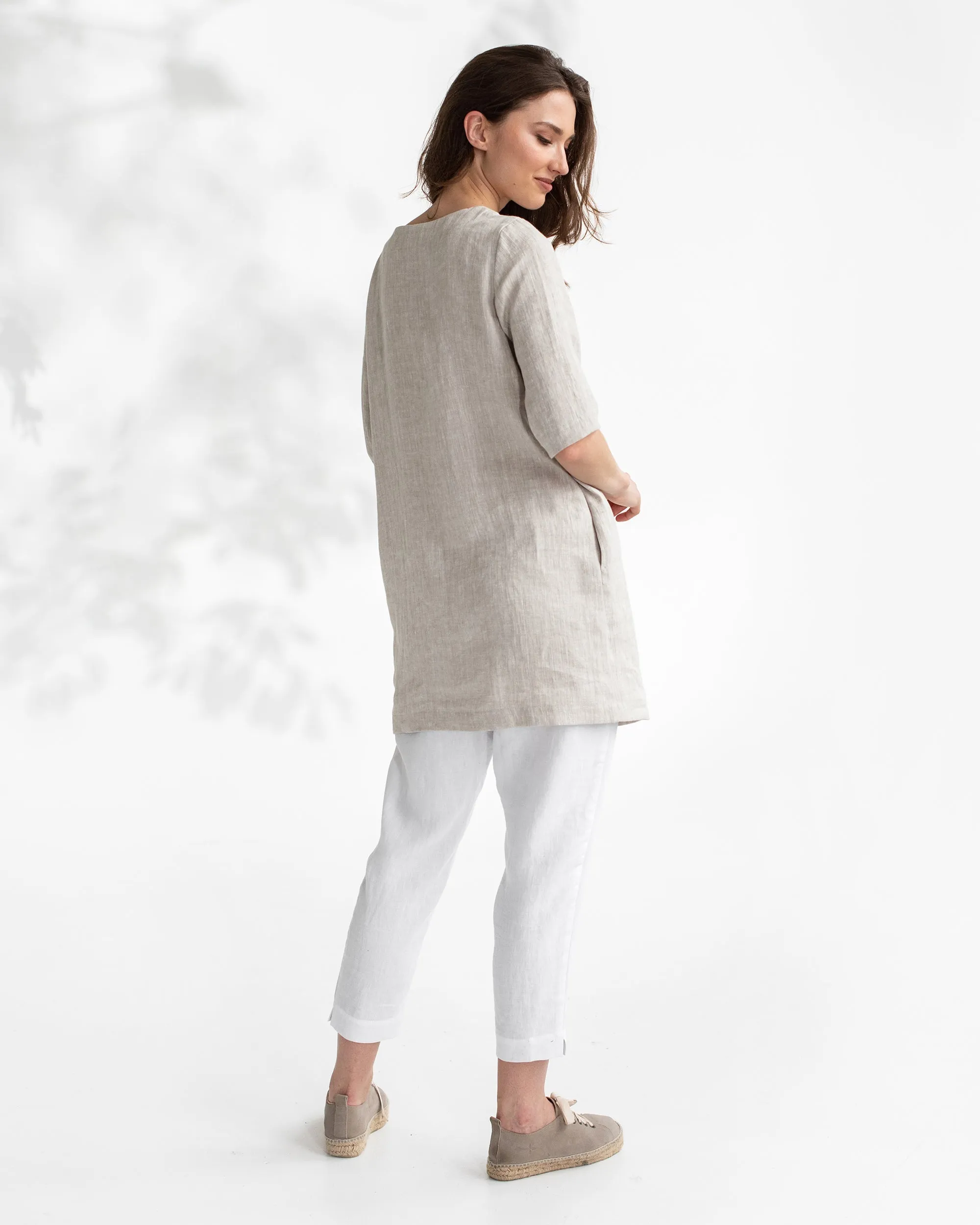Linen tunic dress LASTRES in Natural melange
