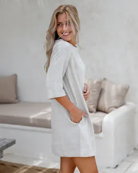 Linen tunic dress LASTRES in Natural melange