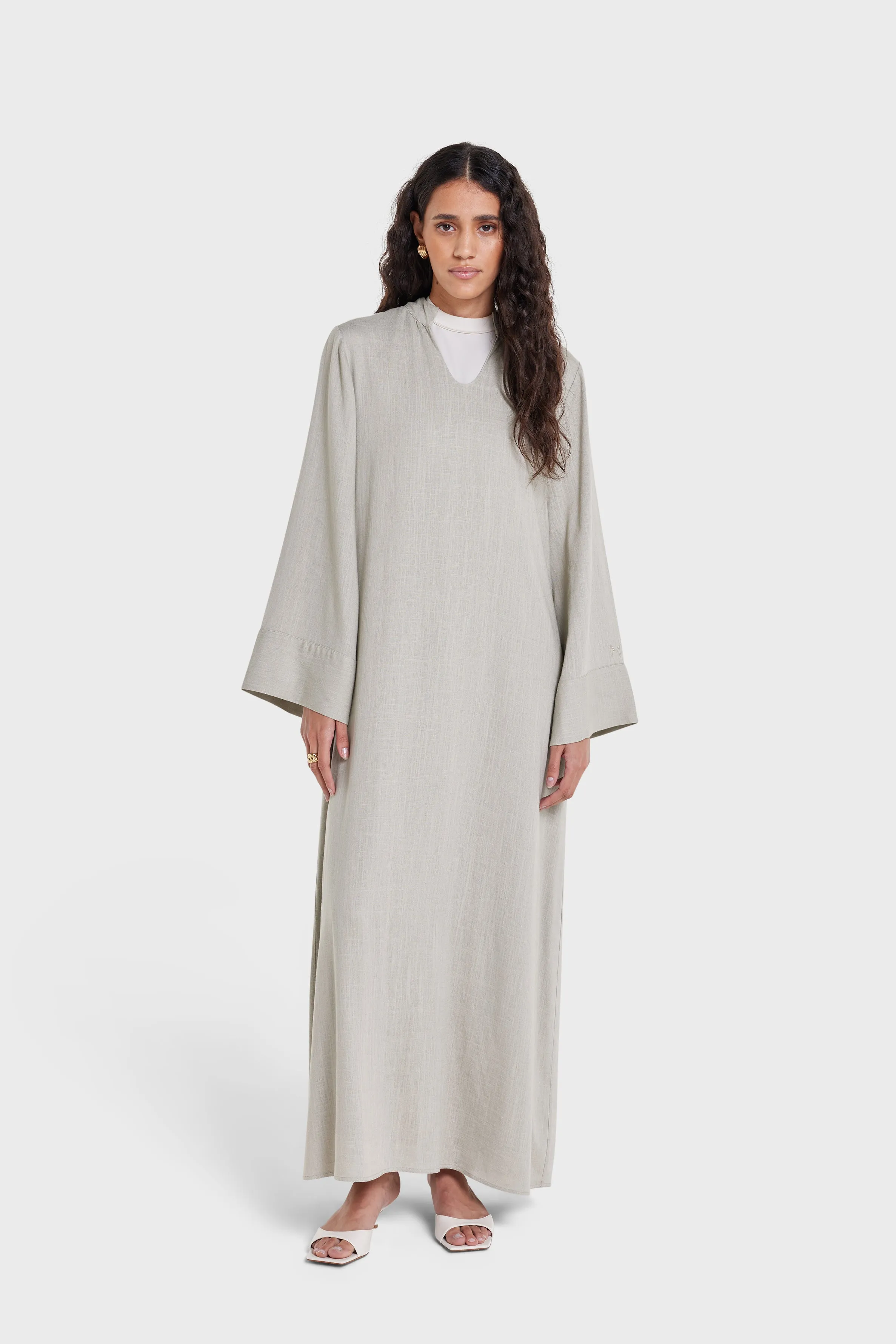 Loose Linen Dress | Light Sage