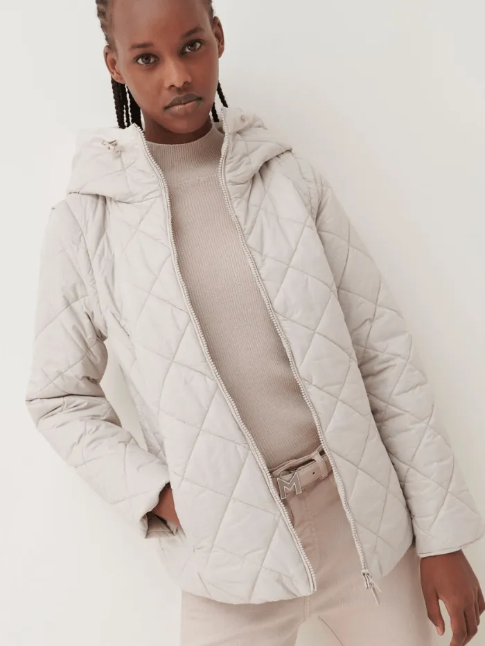 Marella Maiorca Hooded Quilted Jacket In Natural 23348694392 Col 001