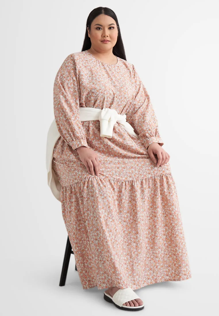 Margaret Ditsy Floral Prints Tiered Dress