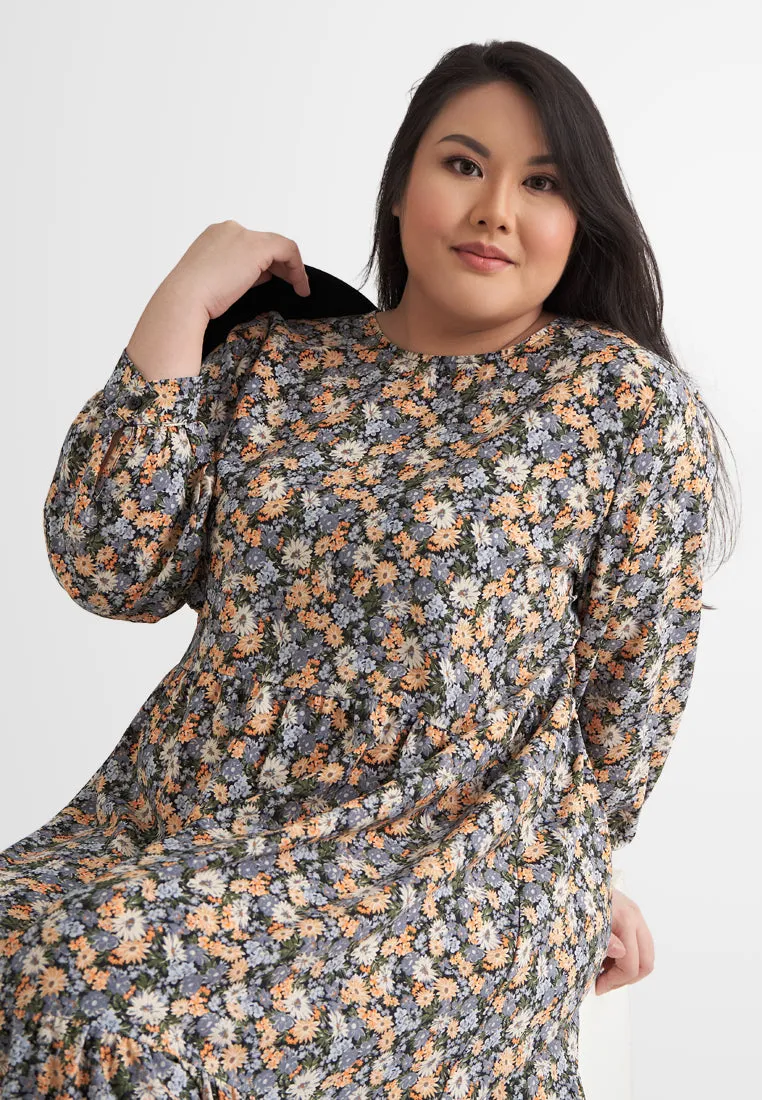 Margaret Ditsy Floral Prints Tiered Dress