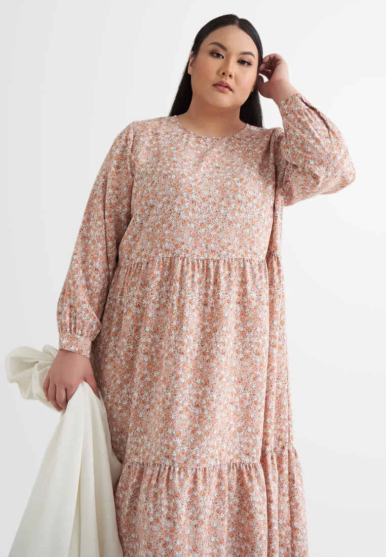 Margaret Ditsy Floral Prints Tiered Dress
