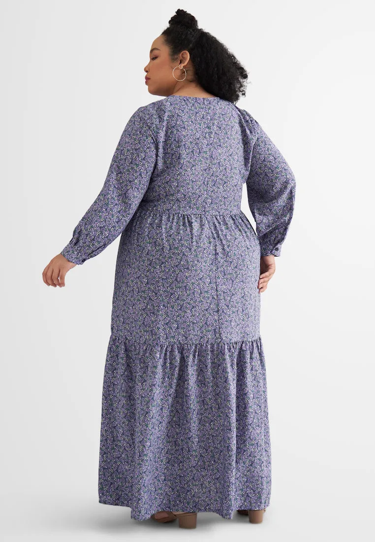 Margaret Ditsy Floral Prints Tiered Dress