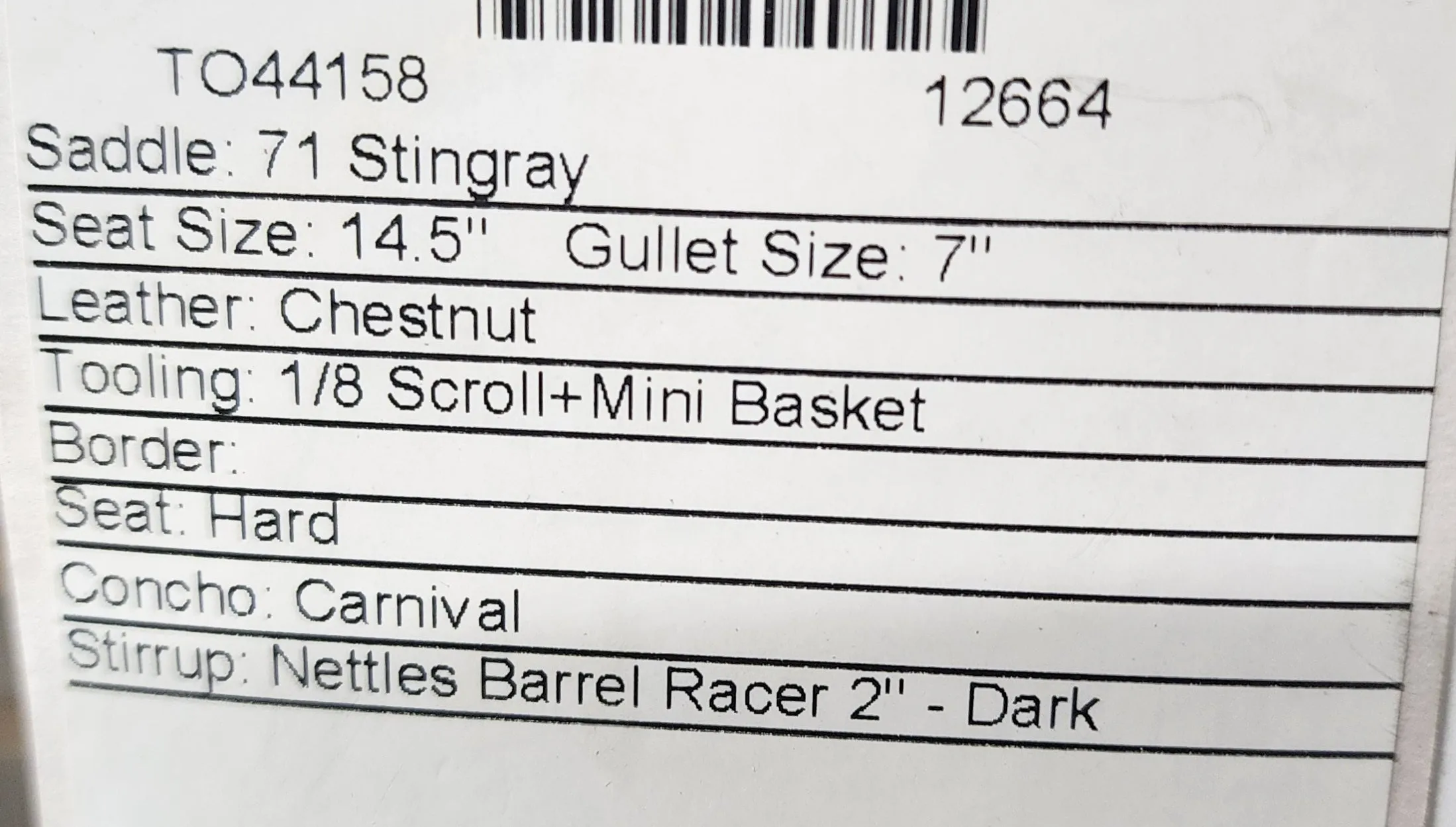 Martin Stingray 14.5" Barrel Saddle #12664