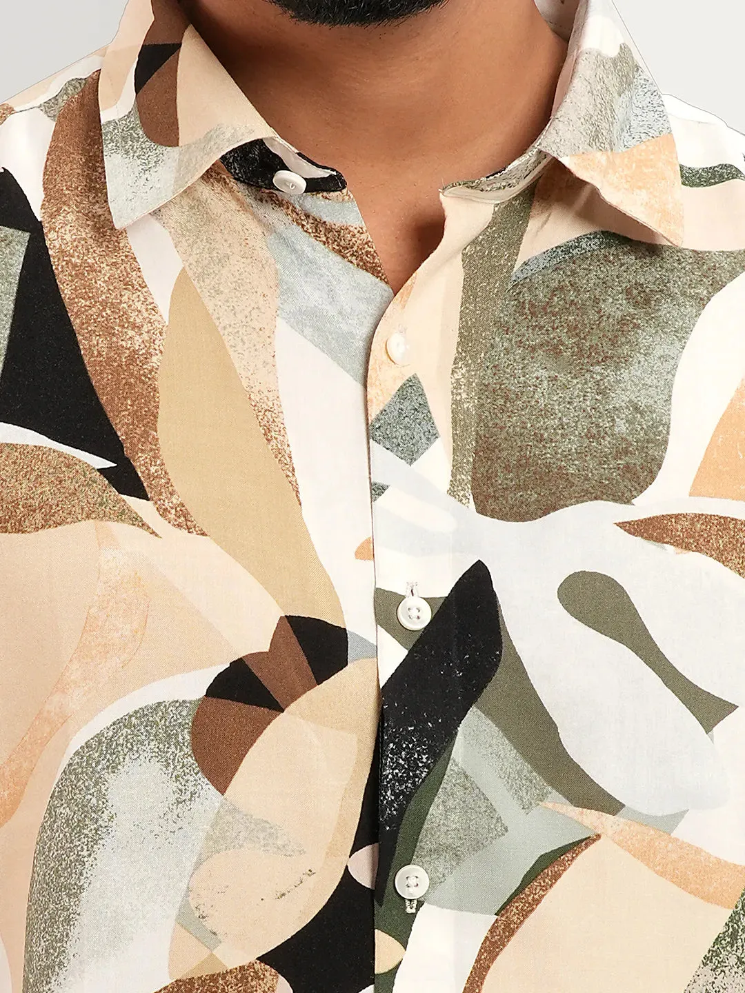 Men's Half  Sleeve Abstract Printed Casual  Shirt