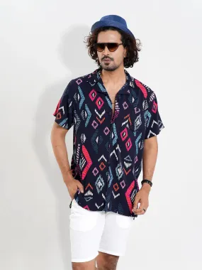 Men's Lapel Collar Casual Half Sleeve Shirt