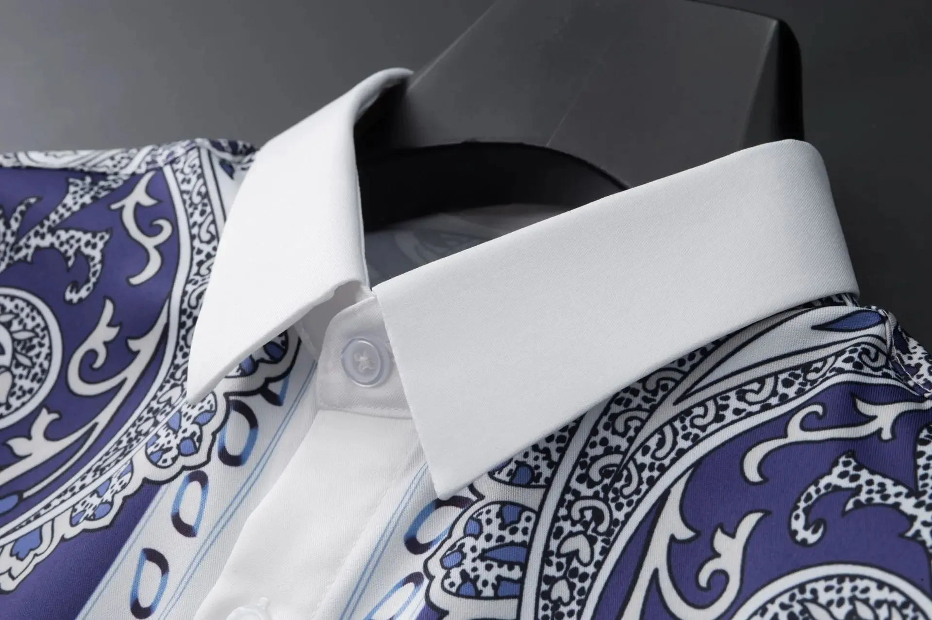 Men's Luxury Printed Dress Shirt – European American Slim Fit Long Sleeve Casual Business Blouse