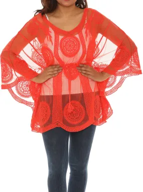 Mesh Tunic with Floral Pattern