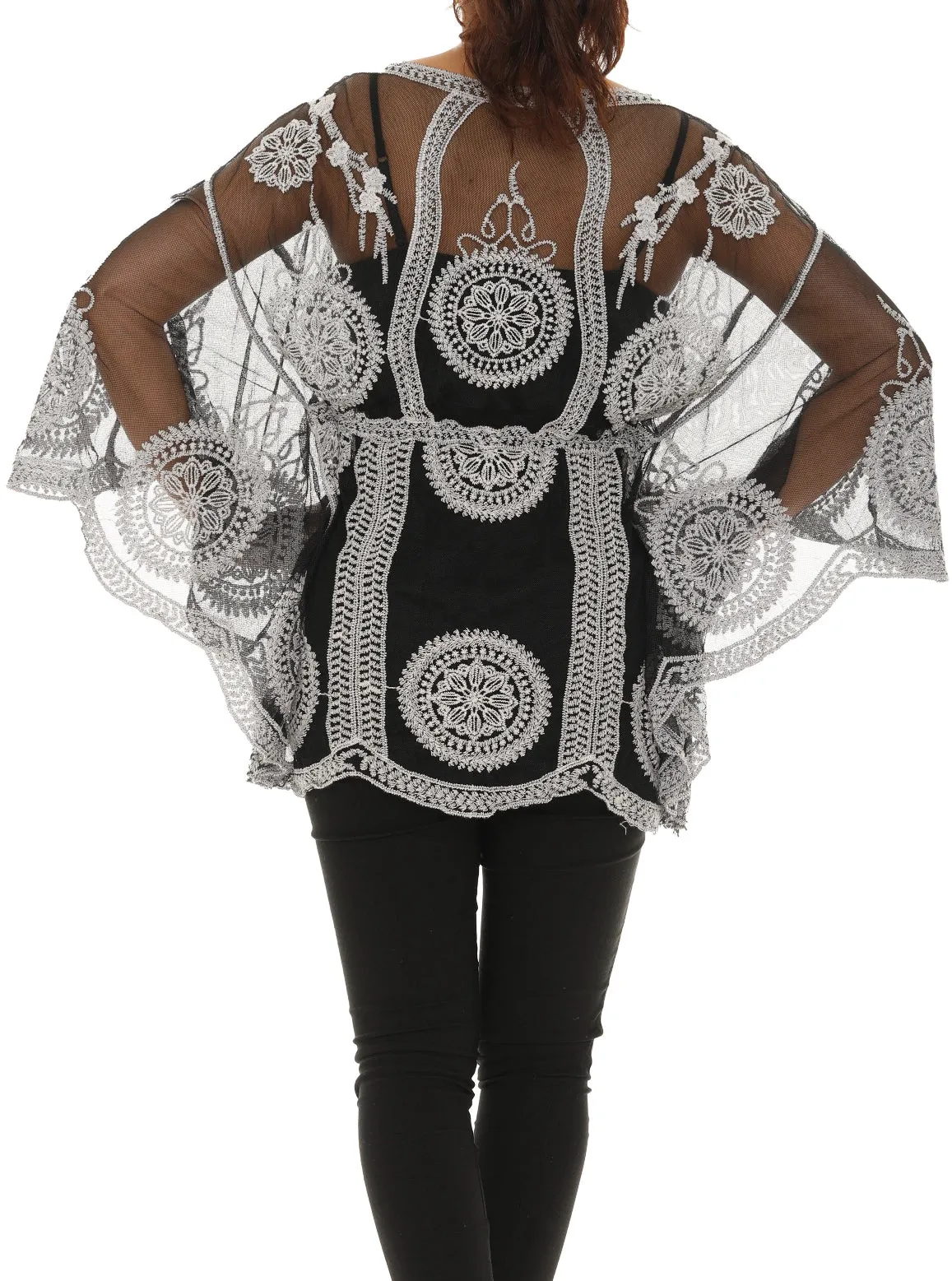 Mesh Tunic with Floral Pattern
