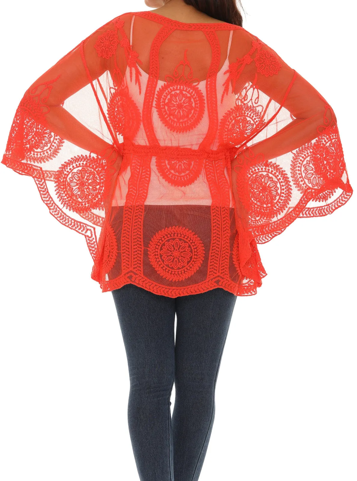 Mesh Tunic with Floral Pattern