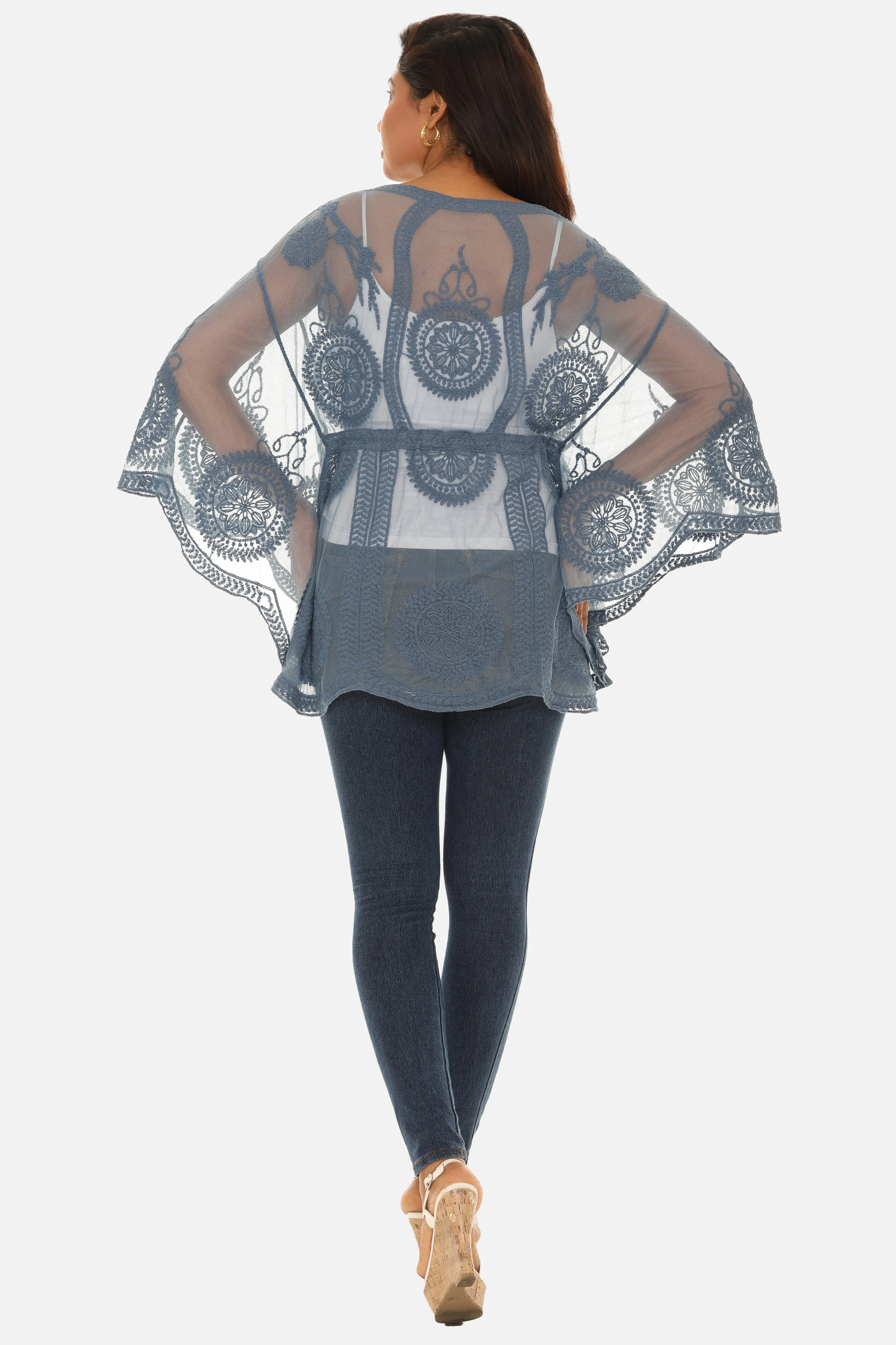 Mesh Tunic with Floral Pattern