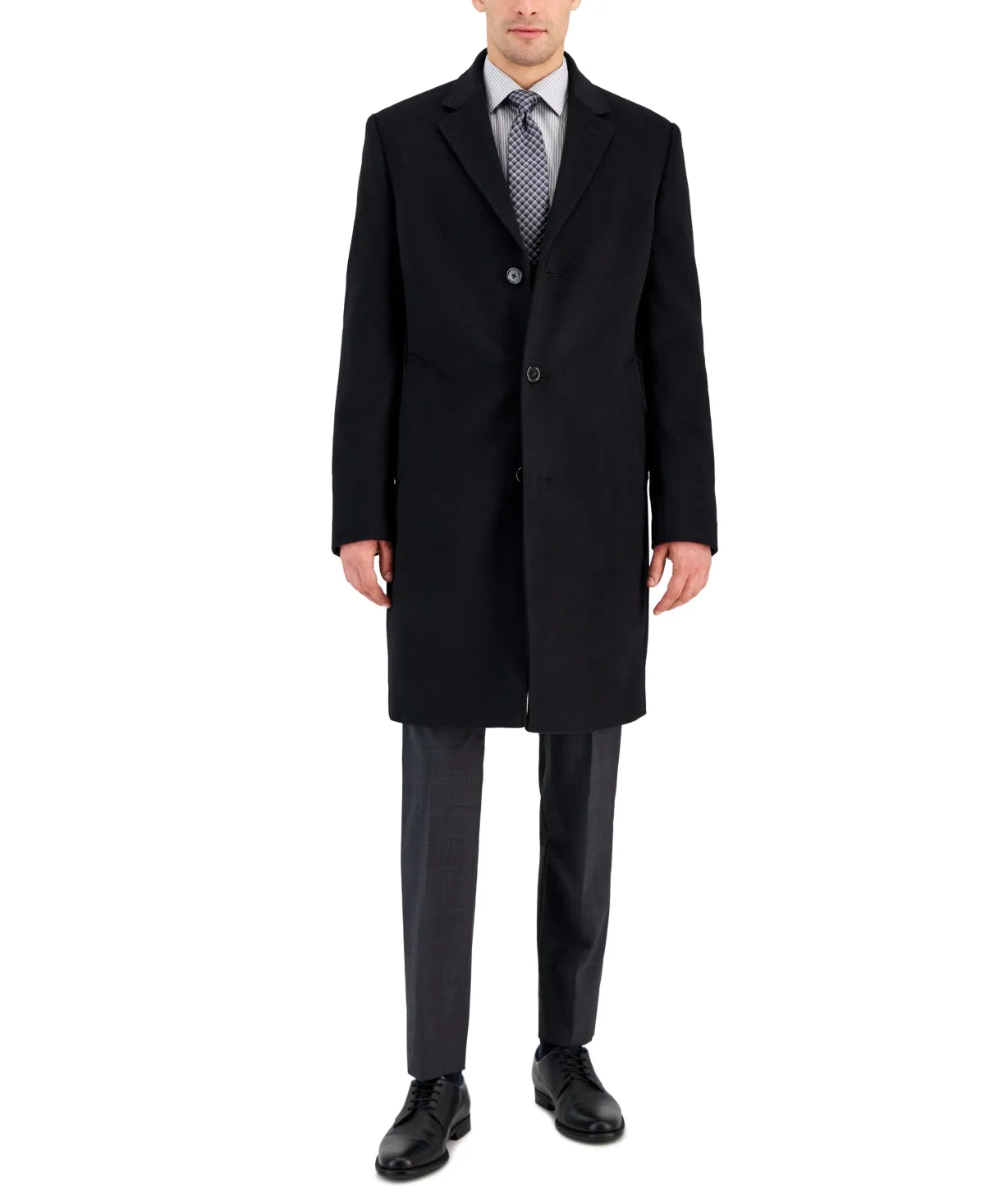 Michael Kors Mens Classic fit Overcoat Coat 36 S Black Solid