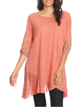 Mineral Embroidered Sleeve Tunic - Mauve/Blush