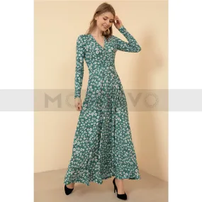 Mint Floral Long Dress
