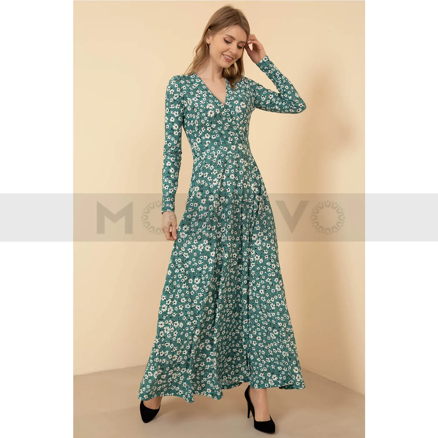 Mint Floral Long Dress