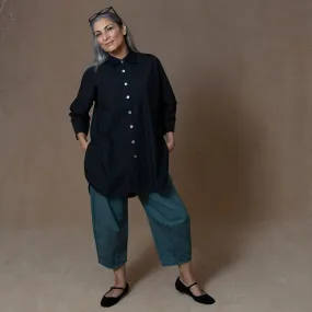 Monat Black Cotton Oversized Shirt